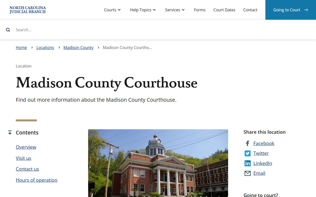Madison County temporary courthouse location page